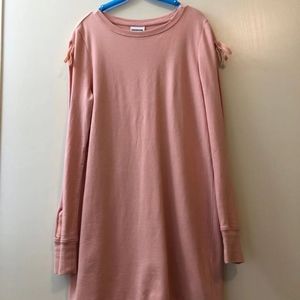 Pink long sleeve cardigan dress